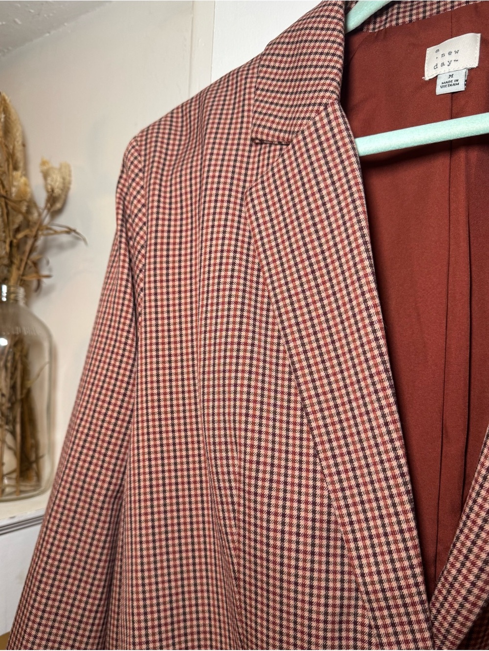 a new day Rust and Cream Plaid Blazer